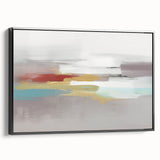 Vibrant abstract canvas print showcasing bold colors and fluid shapes, ideal for modern home decor, presented in a protective cardboard tube.