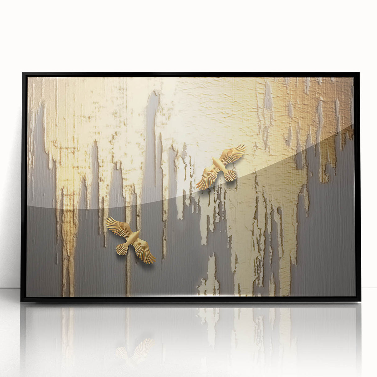 Abstract canvas art print showcasing vibrant swirling colors in shades of blue, orange, and yellow, ideal for modern home decor.