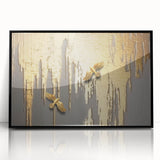 Abstract canvas art print showcasing vibrant swirling colors in shades of blue, orange, and yellow, ideal for modern home decor.