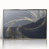 Colorful abstract wall art canvas print showcasing vibrant swirling patterns in shades of blue, orange, and yellow, designed for modern decor.