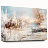 Colorful abstract wall art canvas print showcasing vibrant swirls of blue, orange, and yellow hues, perfect for modern home decor.