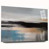 Colorful abstract canvas artwork showcasing vibrant swirls of blue, orange, and yellow, ideal for modern home decor or artistic display.