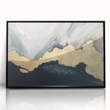 Abstract wall art canvas showcasing vibrant colors and geometric shapes, elegantly rolled and secured in a protective cardboard tube for shipping.