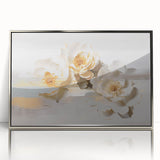 Colorful abstract wall art canvas featuring dynamic swirls of blue, orange, and yellow hues, ideal for modern home decor.