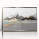 Colorful abstract wall art canvas print showcasing vibrant swirls of blue, orange, and yellow hues, perfect for modern home decor.
