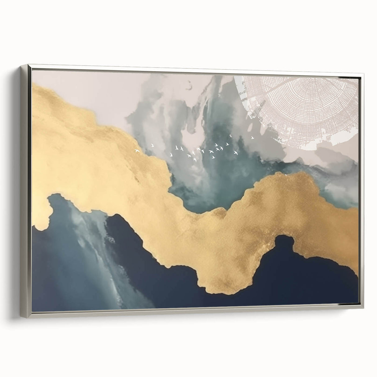 Abstract canvas artwork showcasing vibrant colors and dynamic shapes, elegantly rolled and secured in a protective cardboard tube for shipping. Perfect for modern home decor.