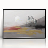 Abstract wall art canvas print showcasing vibrant colors and geometric patterns, elegantly rolled and securely packaged in a protective cardboard tube for easy display.