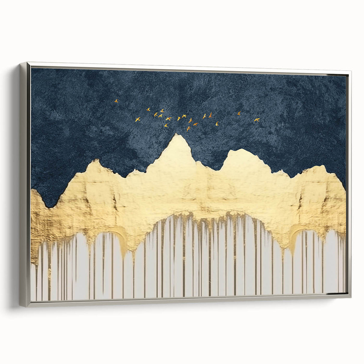 Colorful abstract wall art canvas print showcasing swirling patterns in vibrant hues of blue, orange, and yellow, ideal for modern home decor.