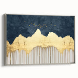 Colorful abstract wall art canvas print showcasing swirling patterns in vibrant hues of blue, orange, and yellow, ideal for modern home decor.