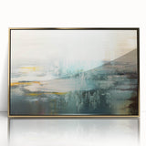 Colorful abstract canvas artwork showcasing vibrant swirls of blue, orange, and yellow, perfect for modern home decor and artistic expression.