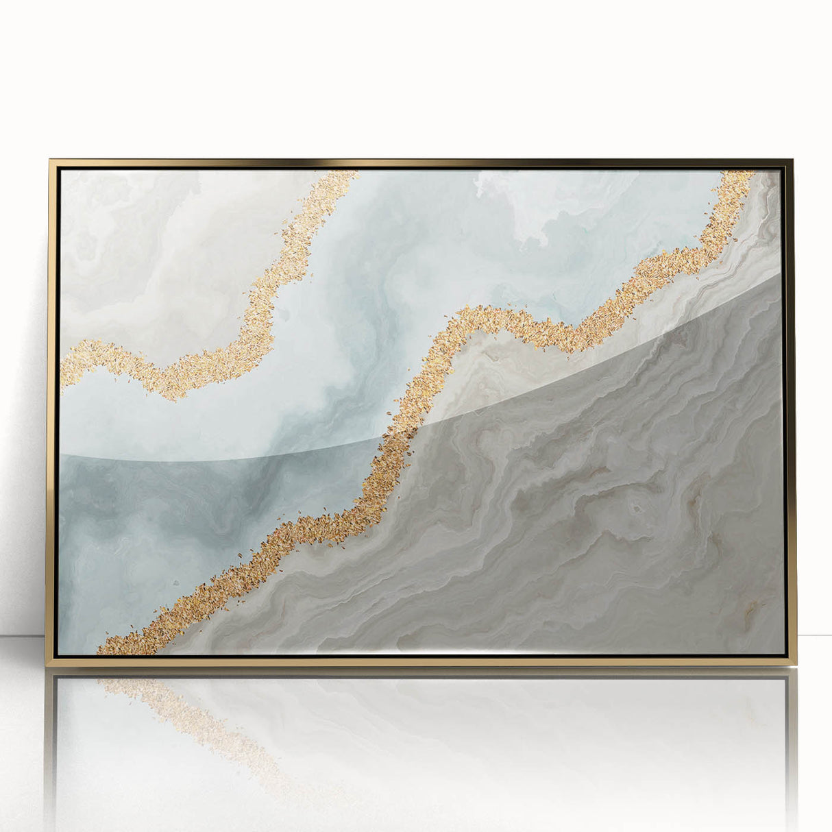Vibrant abstract wall art canvas print showcasing dynamic swirling colors of blue, orange, and yellow, ideal for modern home decor.