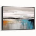 Abstract canvas art featuring vibrant geometric shapes in bold colors, showcasing a dynamic interplay of blue, orange, and yellow hues, ideal for modern home decor.