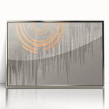 Abstract wall art canvas featuring vibrant colors and geometric shapes, rolled and secured in a durable cardboard tube for safe storage and transport.