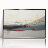 Abstract wall art canvas print showcasing vibrant colors and fluid shapes, ideal for modern decor, elegantly rolled and ready for framing.