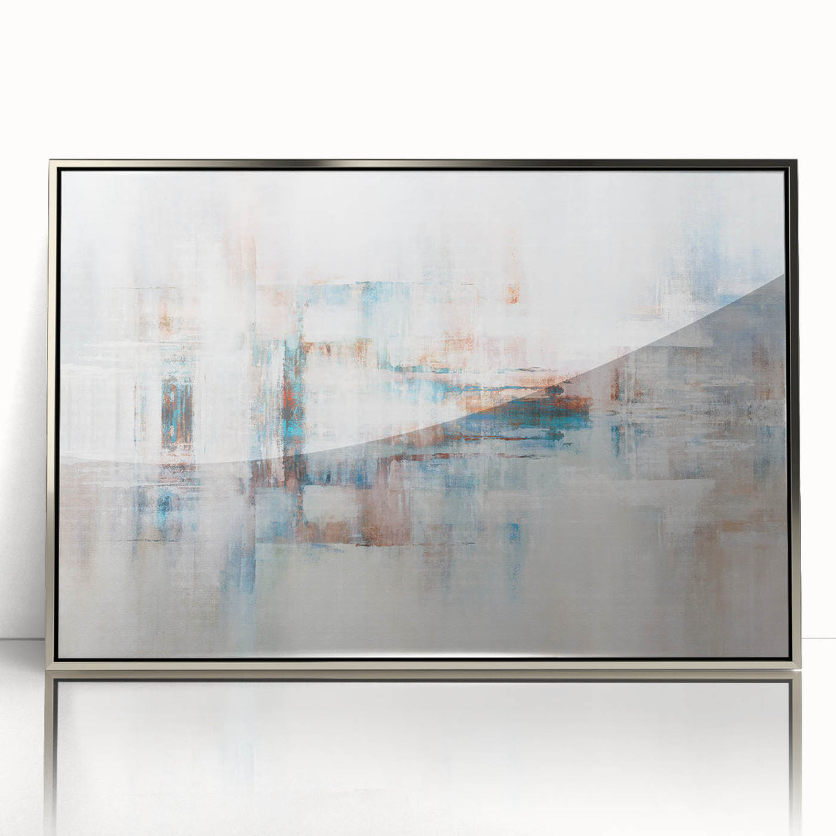 Abstract canvas artwork showcasing vibrant colors and dynamic shapes, ideal for modern decor, elegantly displayed in a contemporary setting.