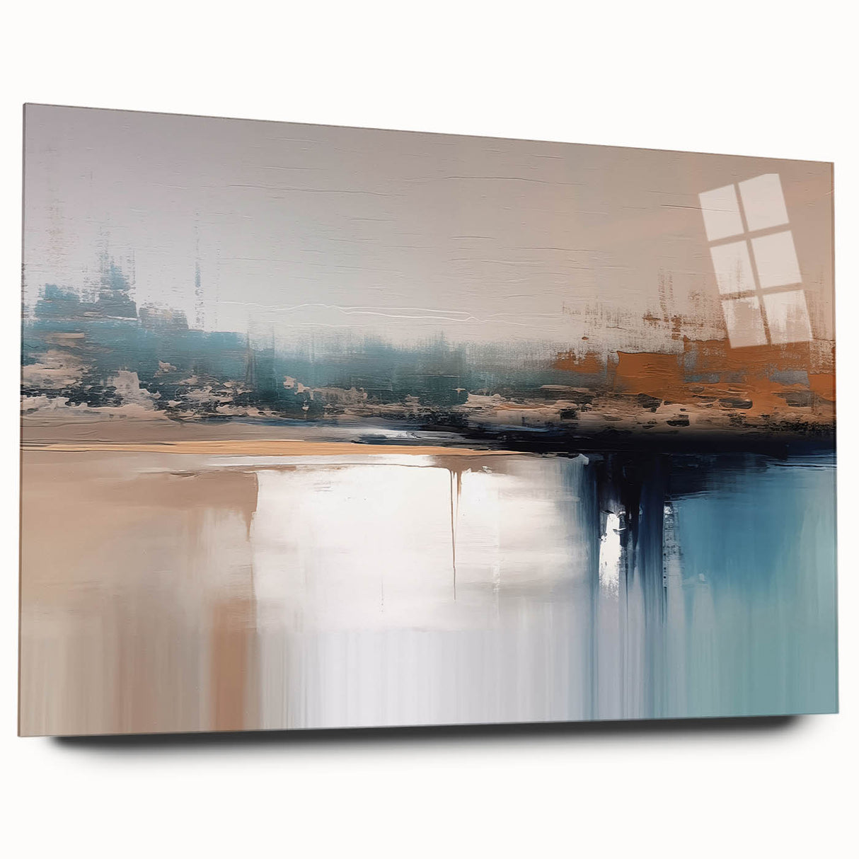 Abstract canvas art print showcasing vibrant colors and dynamic shapes, perfect for modern decor, displayed in a stylish setting.