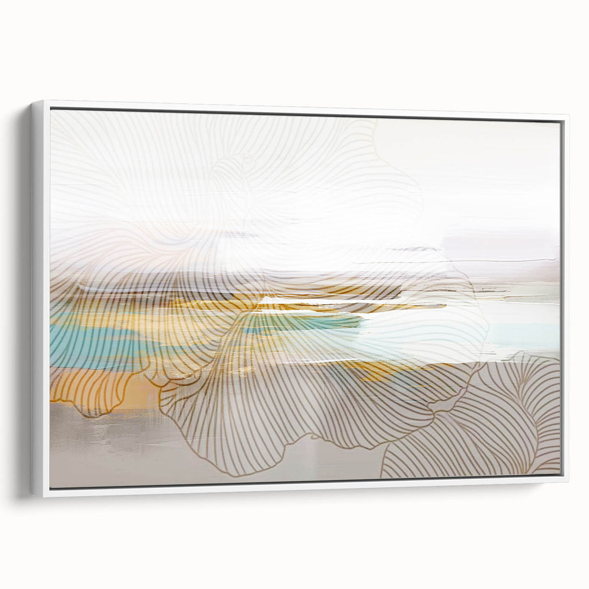 Colorful abstract wall art canvas print showcasing vibrant swirls of blue, orange, and yellow against a textured background, ideal for modern decor.