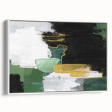Colorful abstract wall art canvas print showcasing vibrant geometric shapes and fluid lines, ideal for modern home decor and artistic spaces.