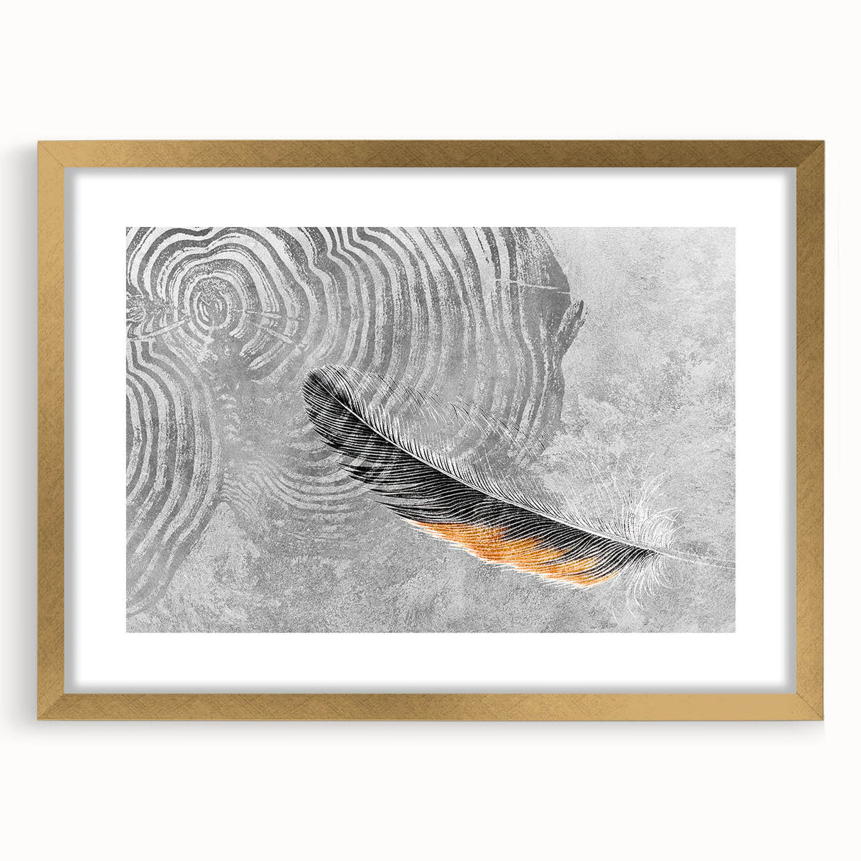 Colorful abstract wall art print depicting vibrant geometric shapes and patterns in bold hues of blue, orange, and yellow, ideal for modern decor.