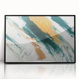 Vibrant abstract canvas art print showcasing bold colors and fluid shapes, ideal for contemporary home decor or office spaces.