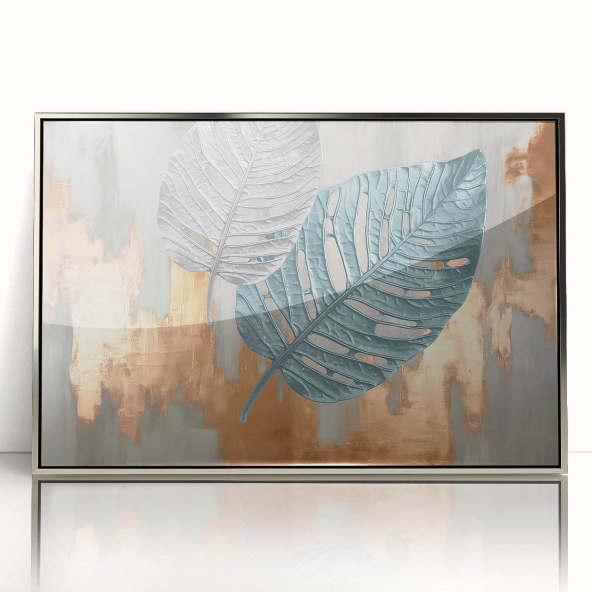 Modern Strokes and Lines Abstract Art with Feather Motif on Canvas