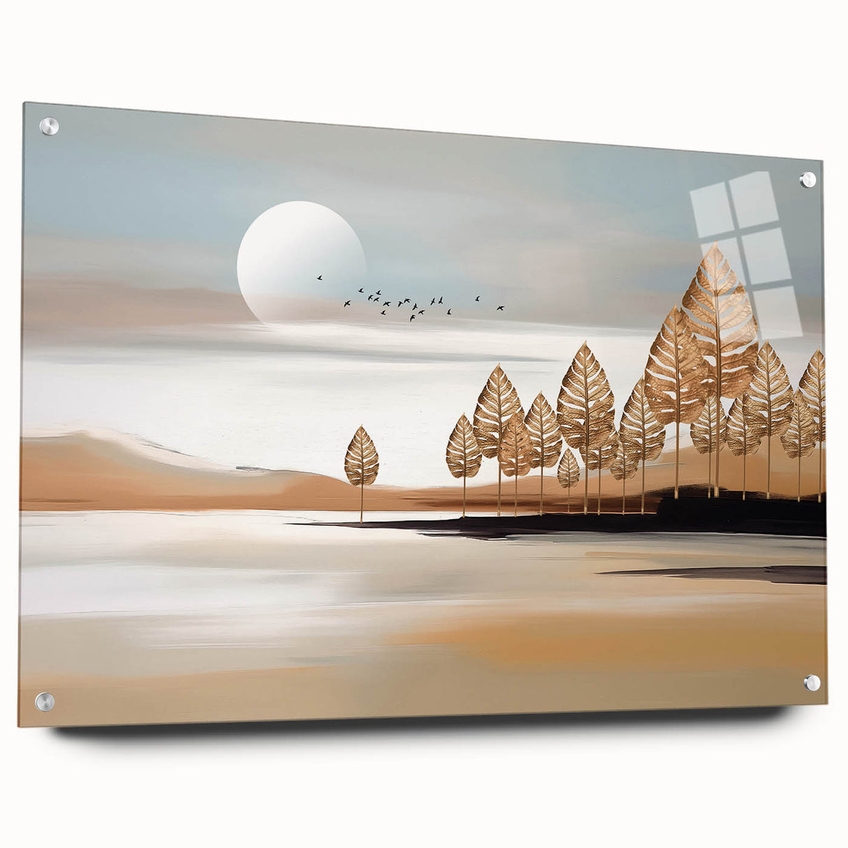 Vibrant abstract wall art canvas print showcasing dynamic swirling colors of blue, orange, and gold, perfect for modern home decor.