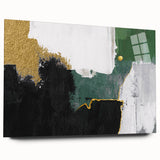 Abstract wall art canvas print showcasing vibrant colors and dynamic shapes, ideal for modern decor, displayed against a neutral background.