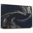 Vibrant abstract canvas art showcasing dynamic swirls of blue, yellow, and red colors, perfect for modern home decor or gallery display.