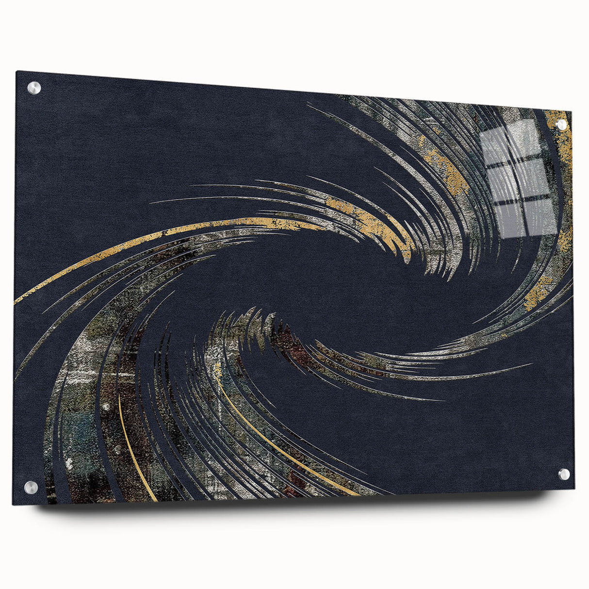 Vibrant abstract canvas art showcasing dynamic swirls of blue, yellow, and red colors, perfect for modern home decor or gallery display.