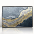 Colorful abstract canvas print showcasing vibrant geometric shapes and fluid lines in shades of blue, pink, and yellow, perfect for modern decor.