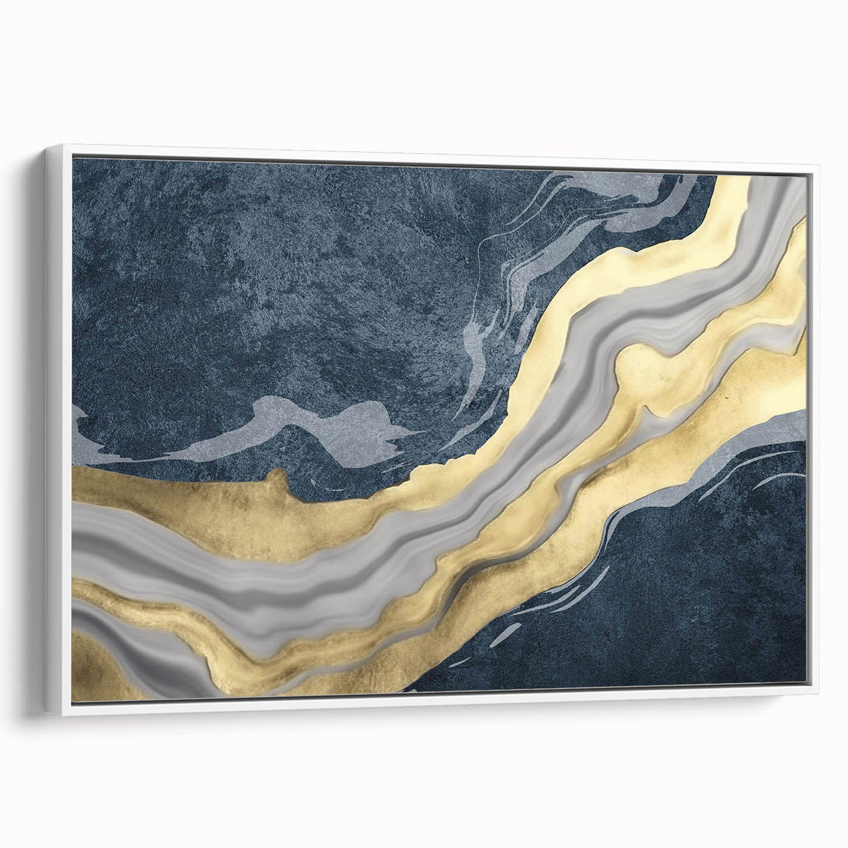 Abstract wall art canvas print showcasing vibrant colors and dynamic shapes, rolled and protected in a sturdy cardboard tube for shipping.