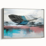 Abstract wall art canvas print featuring vibrant colors and geometric shapes, showcasing a modern design ideal for contemporary home decor. The artwork is rolled and packaged securely in a durable cardboard tube for safe delivery.