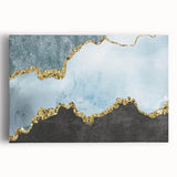 Colorful abstract canvas art print showcasing vibrant swirls of blue, orange, and yellow, perfect for modern home decor and artistic spaces.