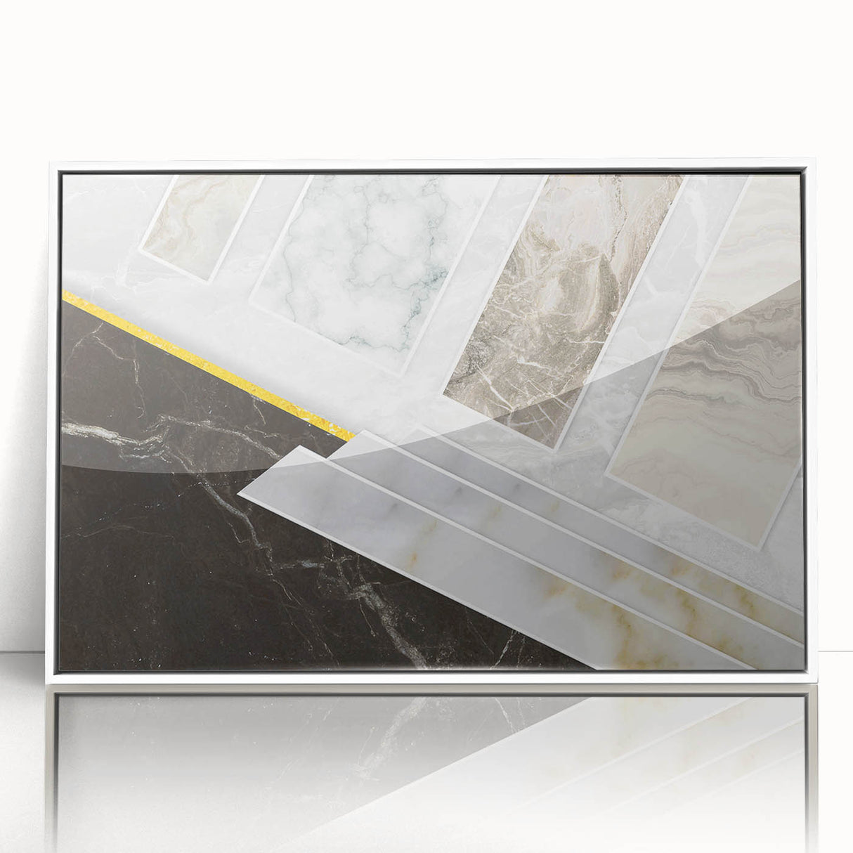 Abstract canvas art featuring vibrant colors and geometric shapes, presented in a rolled format and secured in a protective cardboard tube for safe shipping.