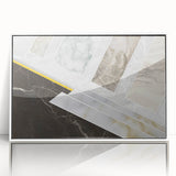 Abstract canvas art featuring vibrant colors and geometric shapes, presented in a rolled format and secured in a protective cardboard tube for safe shipping.