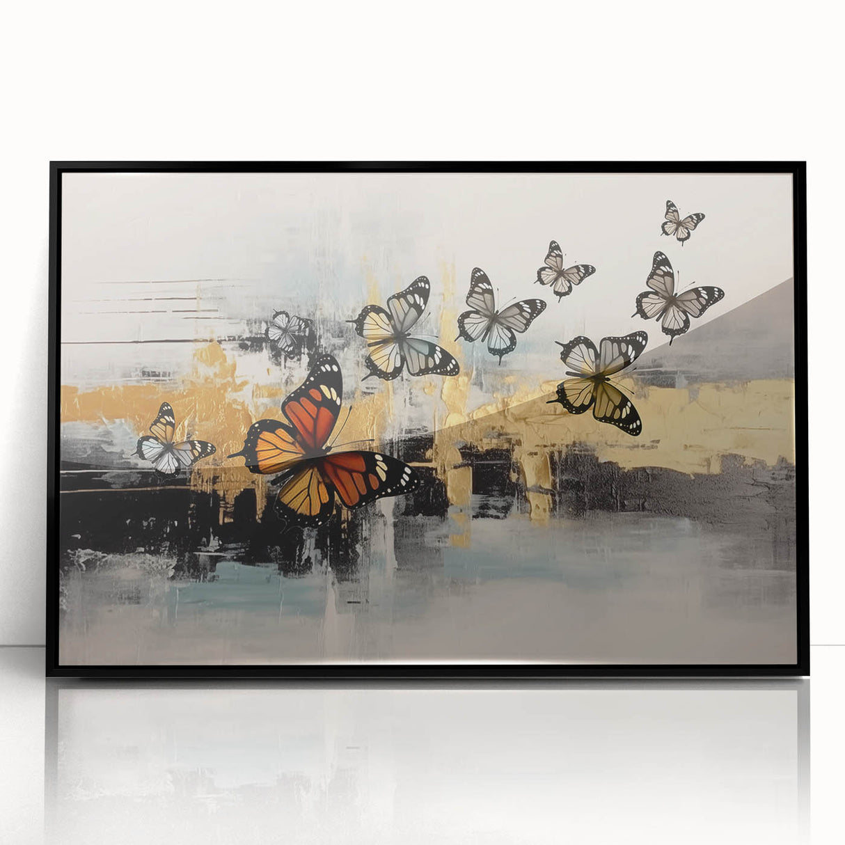 Colorful abstract canvas art showcasing dynamic shapes and vibrant hues, perfect for modern decor, framed elegantly to enhance any space.