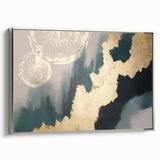 Abstract wall art canvas featuring vibrant colors and geometric patterns, rolled and packaged in a protective cardboard tube for easy transport and display.