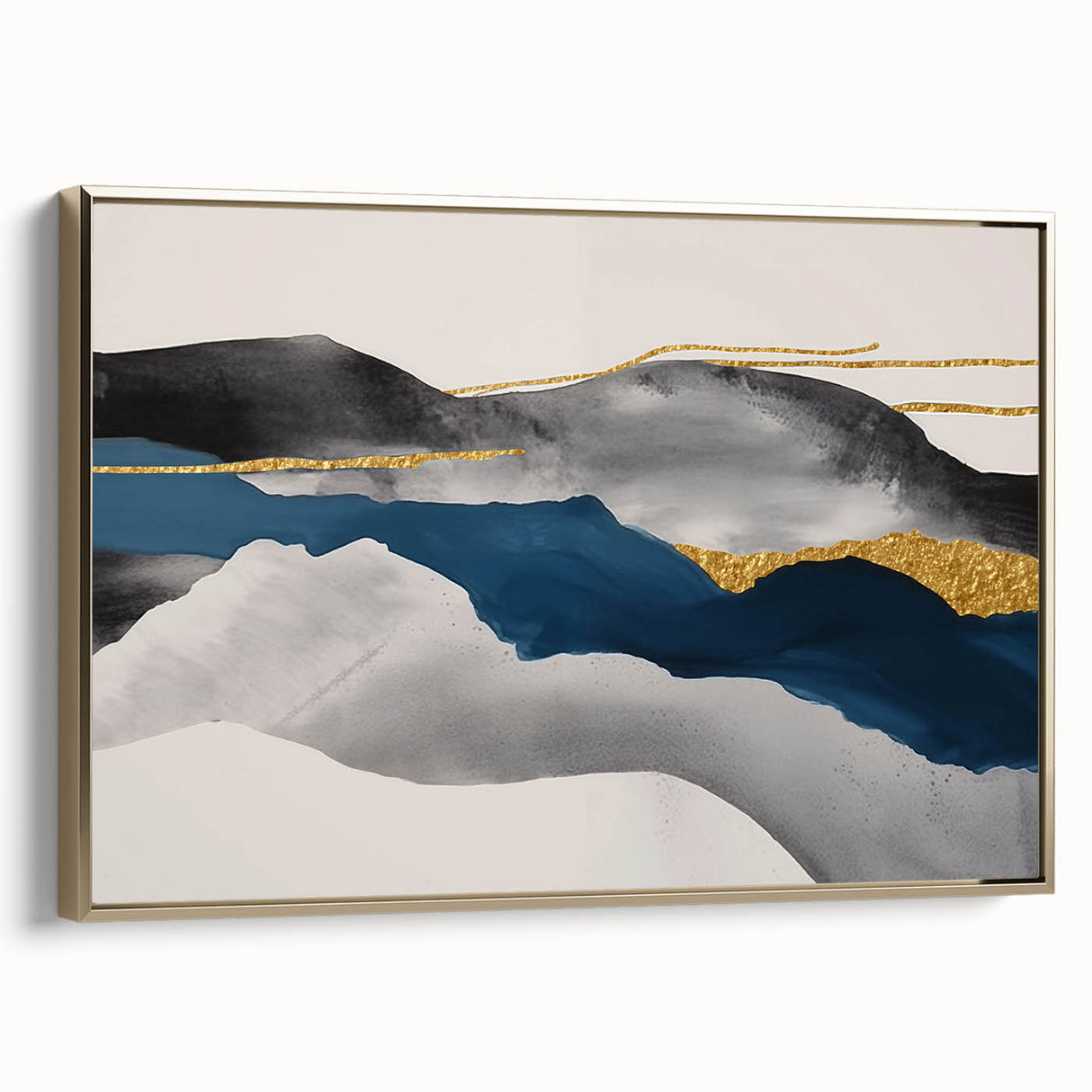 Colorful abstract wall art canvas print showcasing vibrant swirls of blue, orange, and yellow, ideal for modern home decor or office spaces.