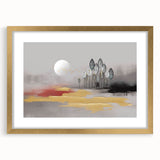 Vibrant abstract wall art canvas showcasing a colorful geometric design with bold hues of blue, orange, and yellow, perfect for modern home decor or office spaces.