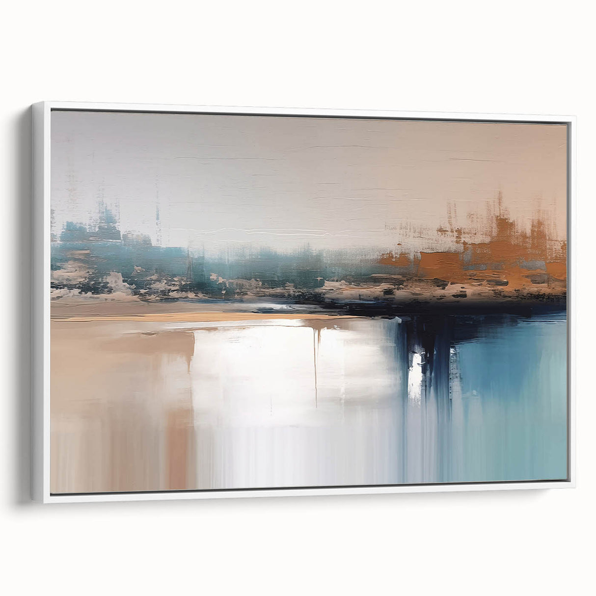 Colorful abstract wall art canvas print showcasing vibrant swirls of blue, orange, and yellow, perfect for modern home decor or gallery display.