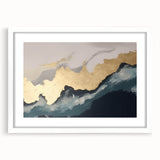 Abstract wall art showcasing vibrant blue and orange geometric shapes, ideal for modern decor, displayed on a white background, emphasizing creativity and style.
