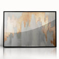Vibrant abstract wall art print showcasing dynamic shapes and colors, ideal for modern decor. Textured surface enhances visual appeal, elegantly rolled for easy display.