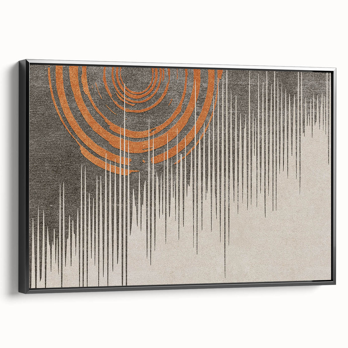 Abstract wall art canvas print featuring vibrant colors and geometric shapes, ideal for modern decor. The artwork showcases a blend of blues, oranges, and yellows, enhancing any living space. Perfect for art enthusiasts seeking a bold statement piece.