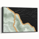 Vibrant abstract canvas art print showcasing swirling colors of blue, orange, and yellow, perfect for modern home decor or artistic spaces.