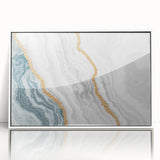 Colorful abstract art canvas print showcasing vibrant swirls of blue, orange, and yellow, perfect for modern home decor.