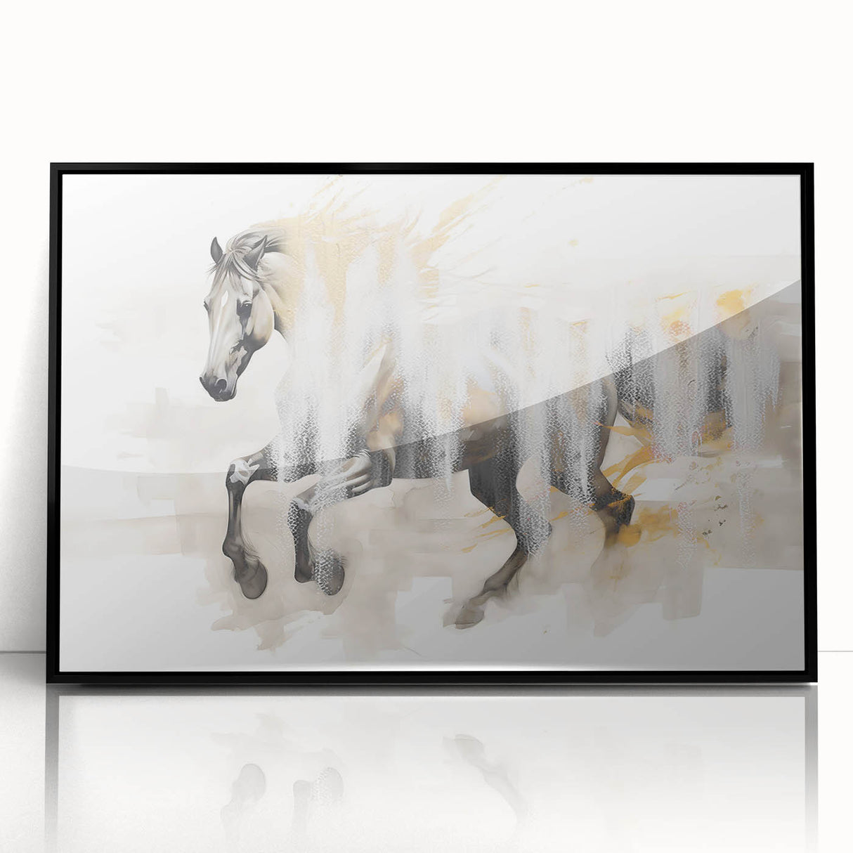 Abstract wall art canvas displaying vibrant geometric patterns in shades of blue, orange, and yellow, ideal for modern home decor, enhancing interior aesthetics.
