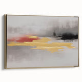 Colorful abstract canvas artwork showcasing vibrant geometric shapes in shades of blue, orange, and yellow, ideal for modern home decor or office settings.