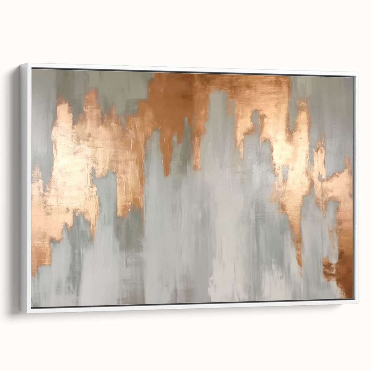 Geometric Strokes and Lines Abstract Art with Wood Rings on Canvas