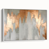 Geometric Strokes and Lines Abstract Art with Wood Rings on Canvas