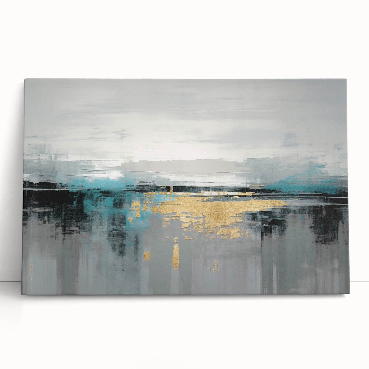 Abstract wall art canvas print showcasing vibrant geometric shapes in bold colors, featuring shades of blue, orange, and yellow, ideal for modern home decor.